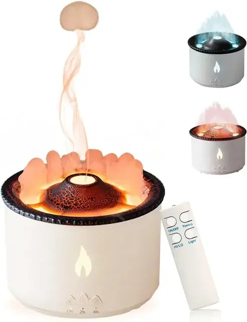 Volcano Flame Air Humidifier Light Ultrasonic Essential Oil Aroma Diffuser for Home Room Fragrance Jellyfish Mist Smoke Steamers