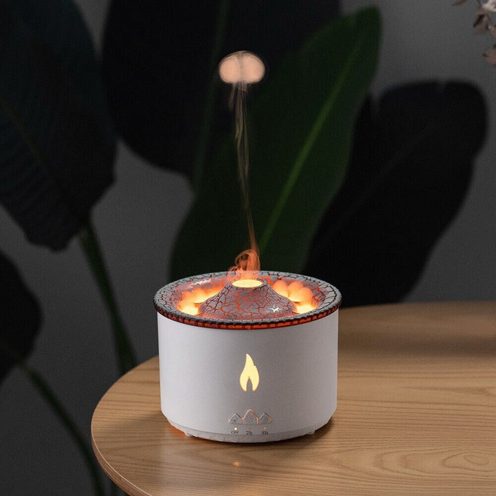 Volcano Flame Air Humidifier Light Ultrasonic Essential Oil Aroma Diffuser for Home Room Fragrance Jellyfish Mist Smoke Steamers