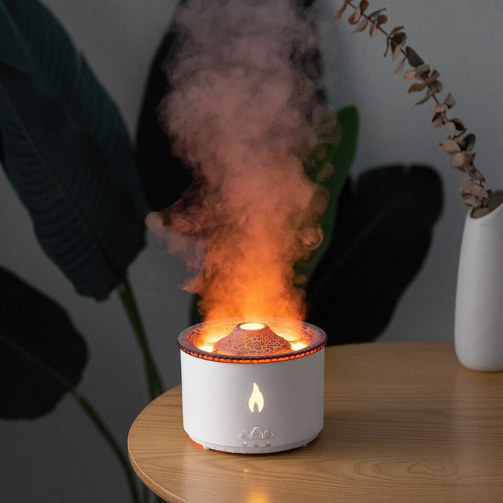 Volcano Flame Air Humidifier Light Ultrasonic Essential Oil Aroma Diffuser for Home Room Fragrance Jellyfish Mist Smoke Steamers